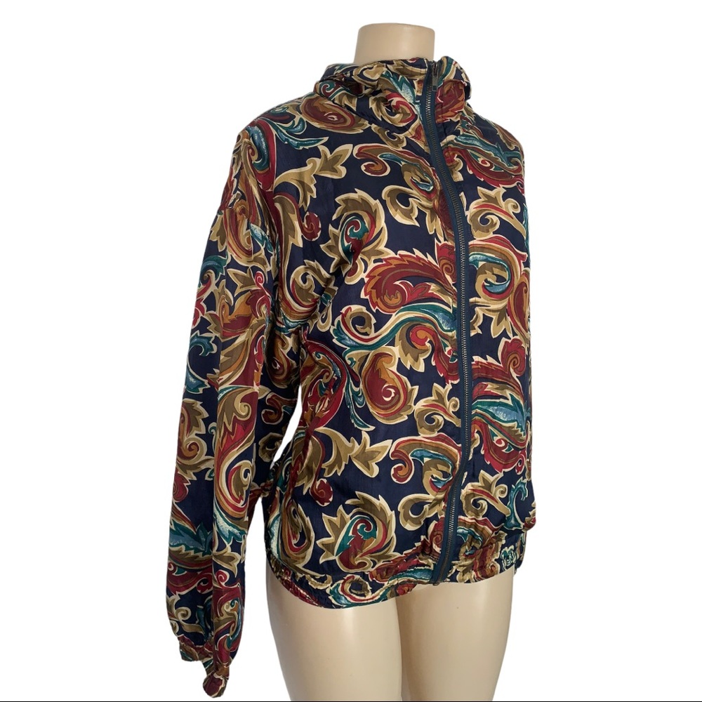 VTG π―% Silk Paisley Sport Coat Light-Weight Bomber Jacket Swirl Pattern - Picture 2 of 6
